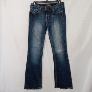 Vanity Jeans Womens 28×33 Blue Low Rise Flare Leg Stretch Dark Wash Denim